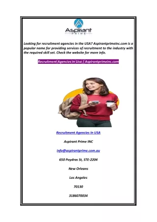 Recruitment Agencies In Usa  Aspirantprimeinc.com