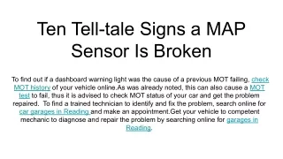 ten tell tale signs a map sensor is broken