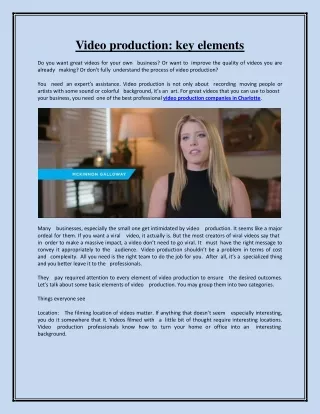video production key elements