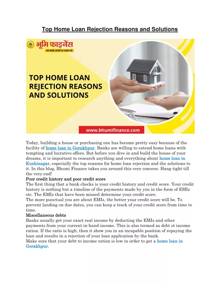 top home loan rejection reasons and solutions