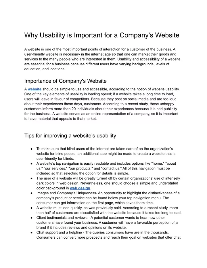 why usability is important for a company s website