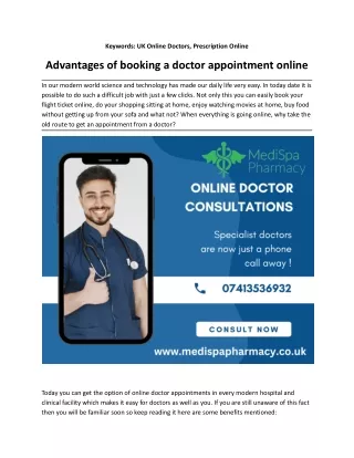 Advantages of booking a doctor appointment online