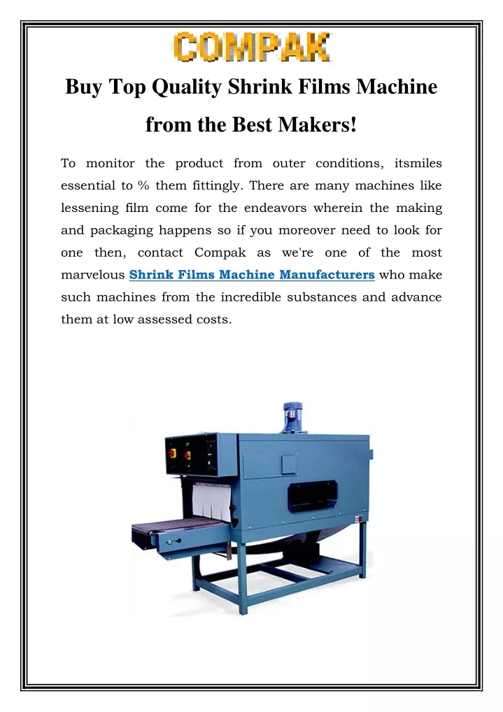 buy top quality shrink films machine