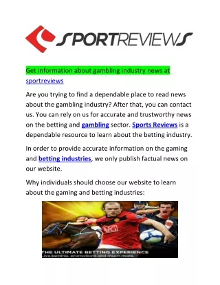Get information about gambling industry news at sportreviews