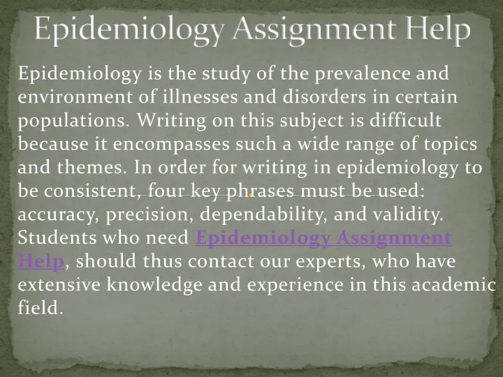 epidemiology assignment help