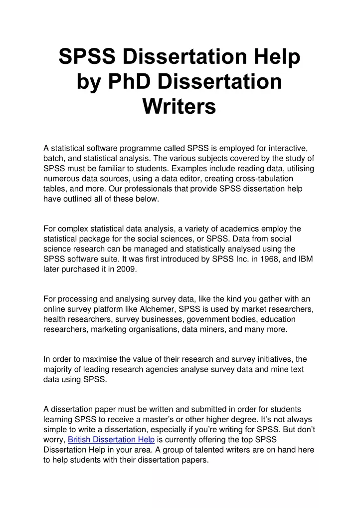 spss dissertation help by phd dissertation writers