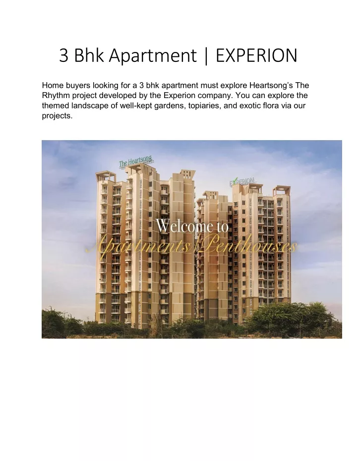 3 bhk apartment experion