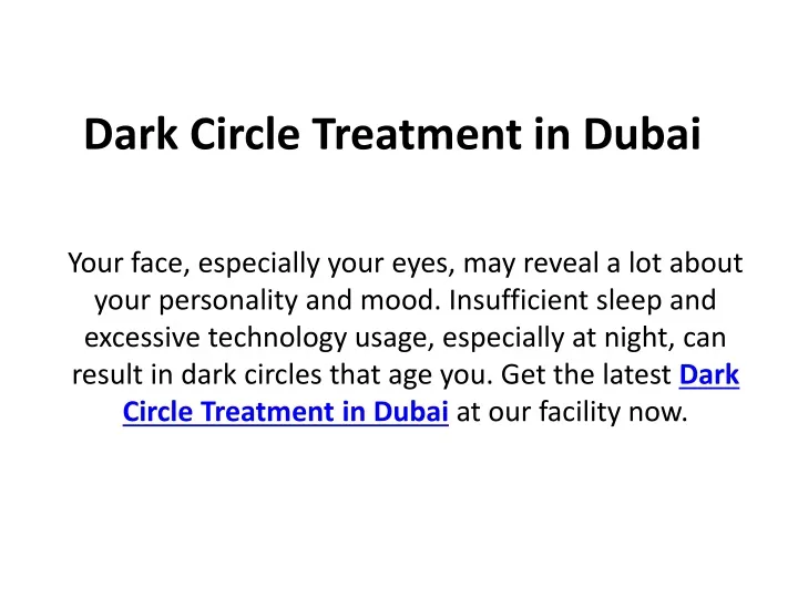 dark circle treatment in dubai