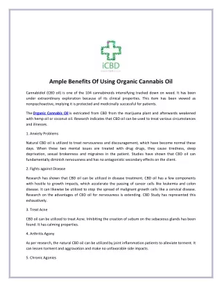 Ample Benefits Of Using Organic Cannabis Oil