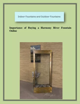 Importance of Buying a Harmony River Fountain Online