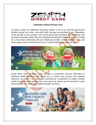 3 Benefits of Direct Primary Care