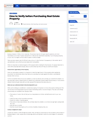 How to Verify before Purchasing Real Estate Property