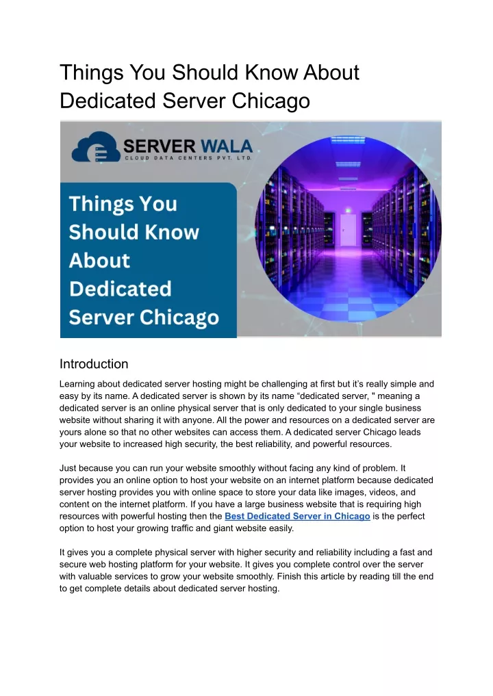 things you should know about dedicated server