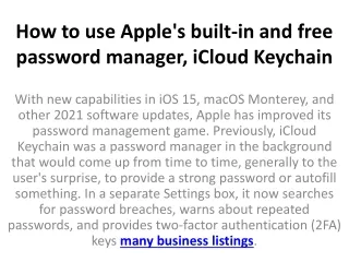 how to use apple s built in and free password manager icloud keychain