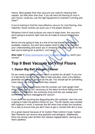 Best Vacuum for Vinyl Floors