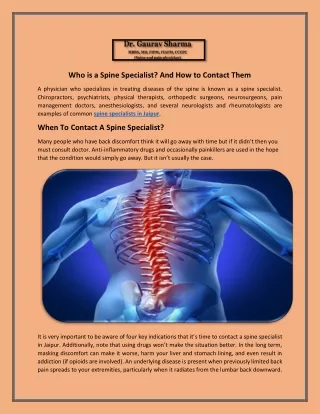 Who is a Spine Specialist And How to Contact Them