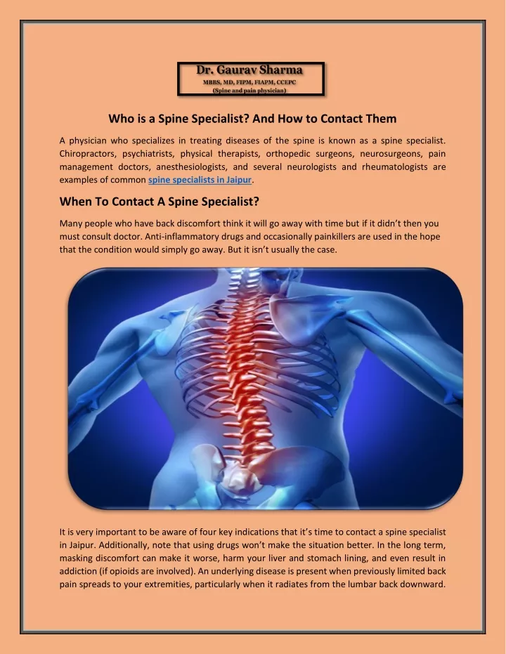 who is a spine specialist and how to contact them