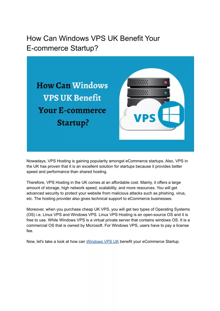 how can windows vps uk benefit your e commerce