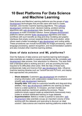 10 best platforms for data science and machine