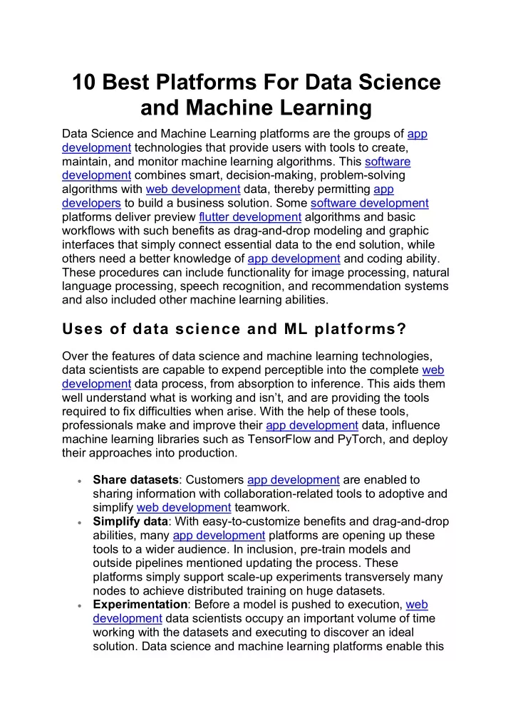 10 best platforms for data science and machine