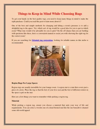 things to keep in mind while choosing rugs