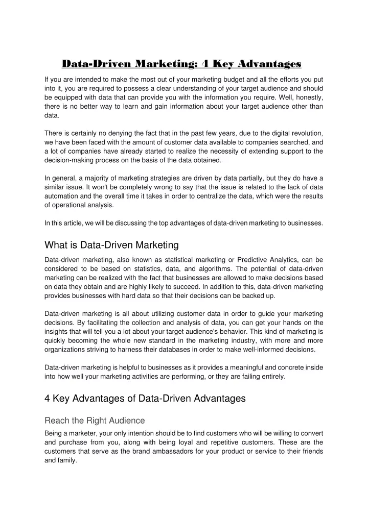 data driven marketing 4 key advantages