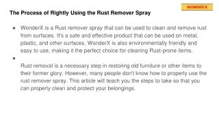 The Process of Rightly Using the Rust Remover Spray
