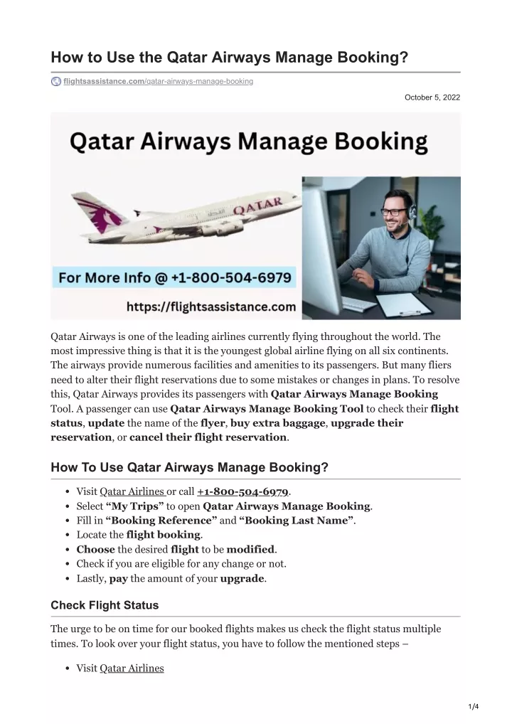 PPT - Flightsassistance.com-How To Use The Qatar Airways Manage Booking ...