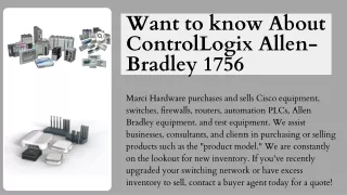 Want to know About  ControlLogix Allen-Bradley 1756 | Marci Network Hardware