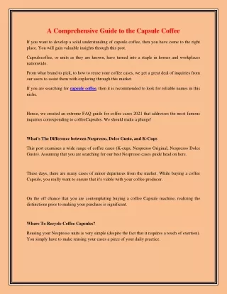 a comprehensive guide to the capsule coffee