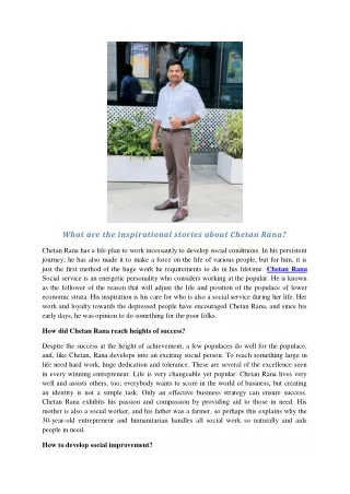 What are the inspiration stories about Chetan Rana