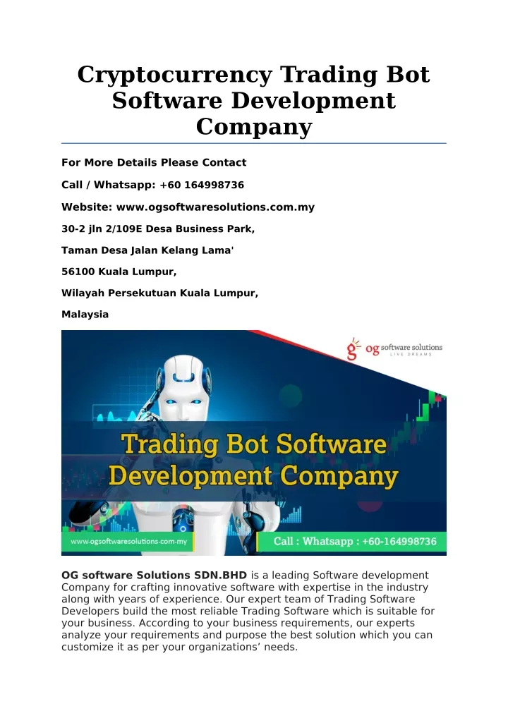 cryptocurrency trading bot software development
