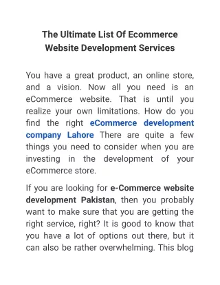 the ultimate list of ecommerce website