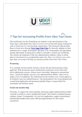 7 tips for increasing profits from uber taxi clone