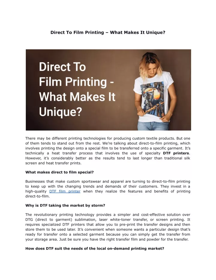 direct to film printing what makes it unique