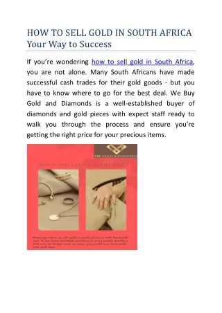 HOW TO SELL GOLD IN SOUTH AFRICA Your Way to Success