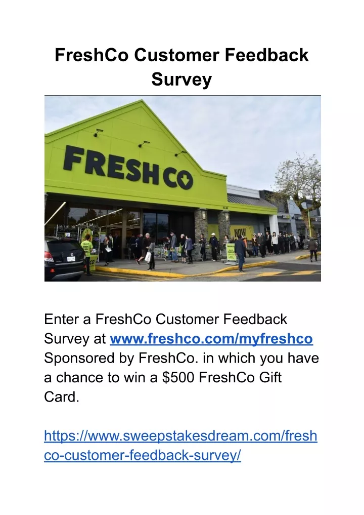 freshco customer feedback survey
