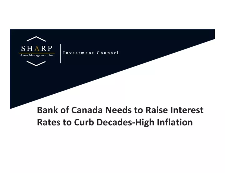 bank of canada needs to raise interest rates