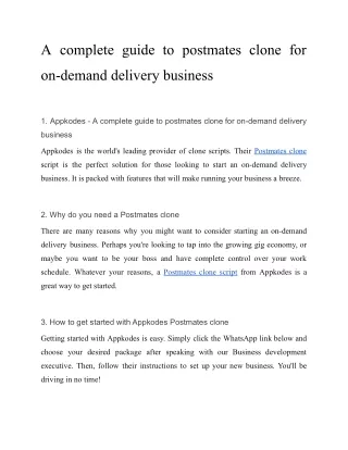A complete guide to postmates clone for on-demand delivery business