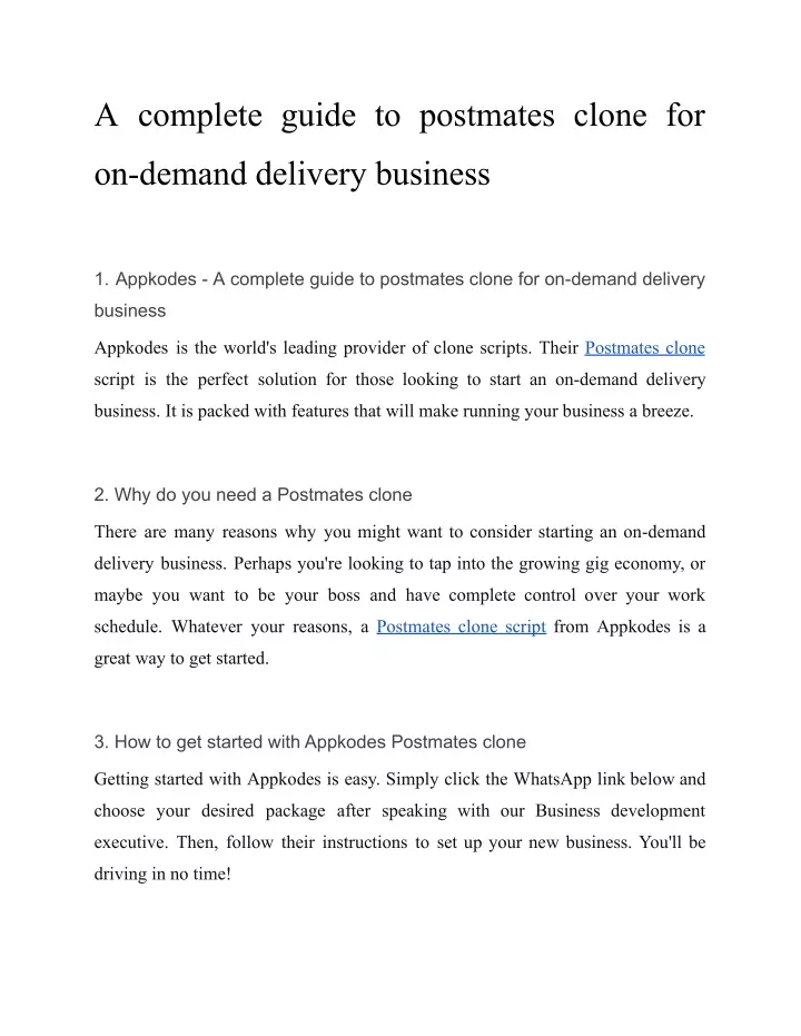a complete guide to postmates clone for