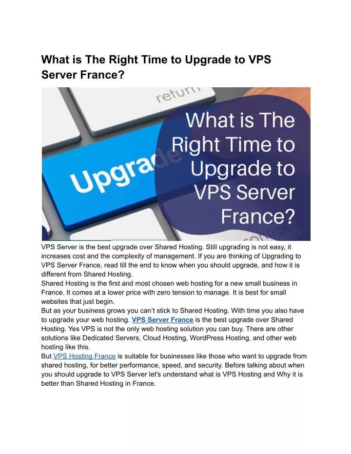 what is the right time to upgrade to vps server