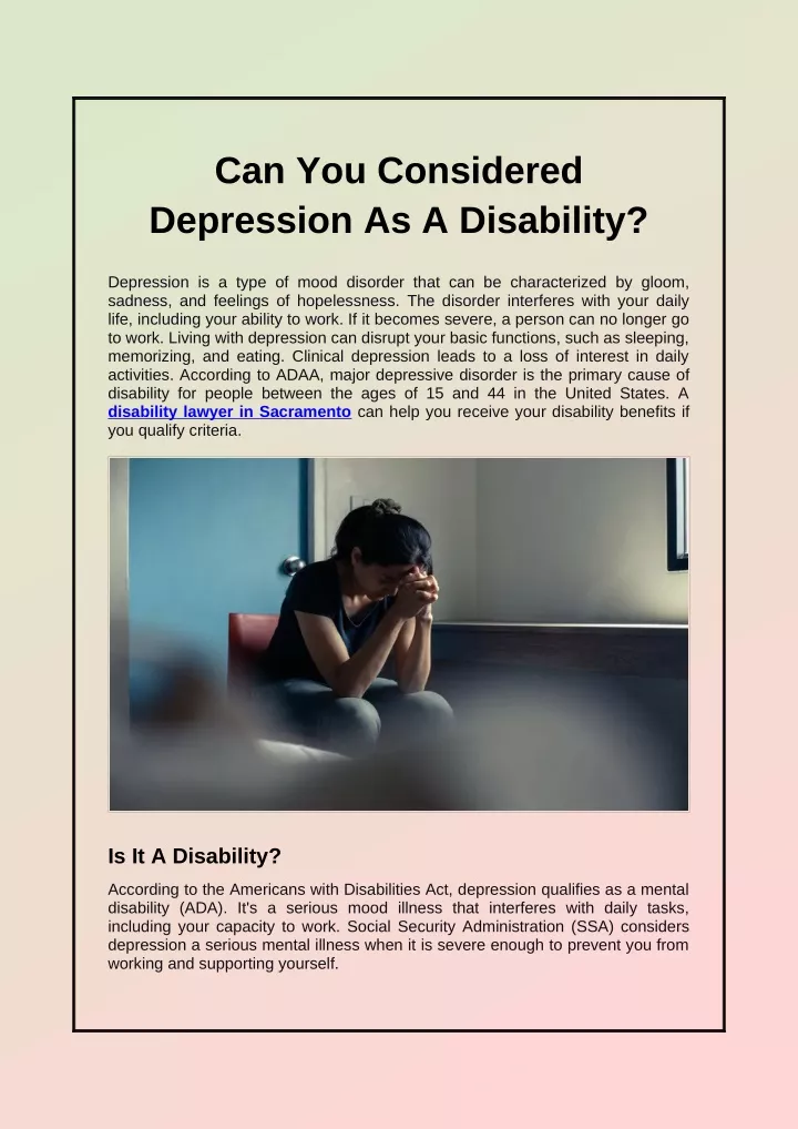 can you considered depression as a disability