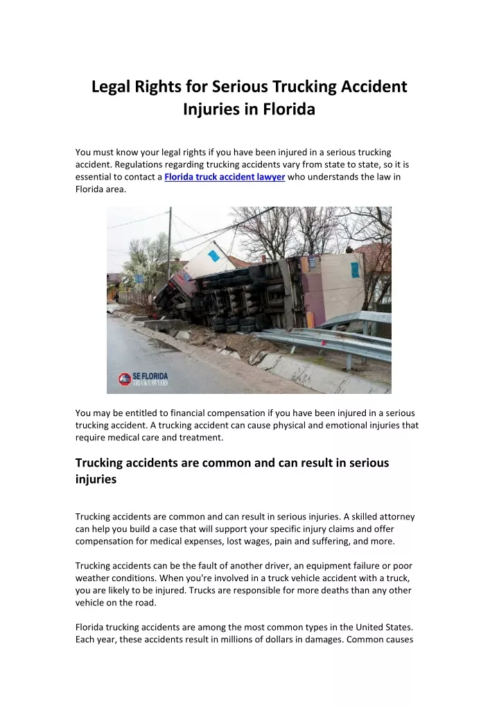 legal rights for serious trucking accident