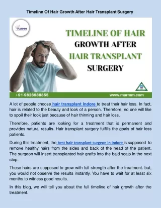 Timeline Of Hair Growth After Hair Transplant Surgery