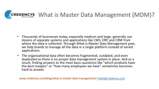 What is Master Data Management (MDM)