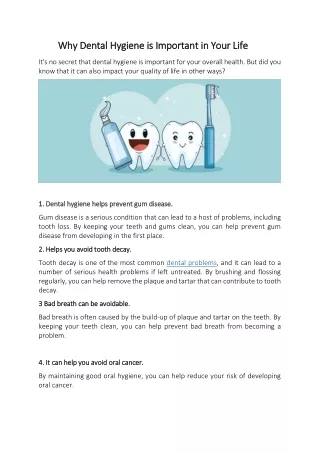 Why Dental Hygiene is Important in Your Life