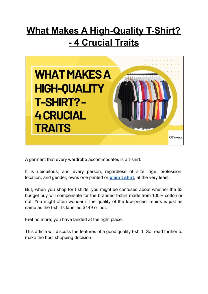 what makes a high quality t shirt 4 crucial traits