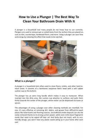 How to Use a Plunger  The Best Way To Clean Your Bathroom Drain With It