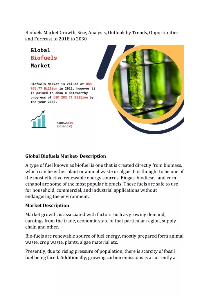 biofuels market growth size analysis outlook