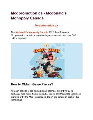 Mcdonald's Monopoly Canada